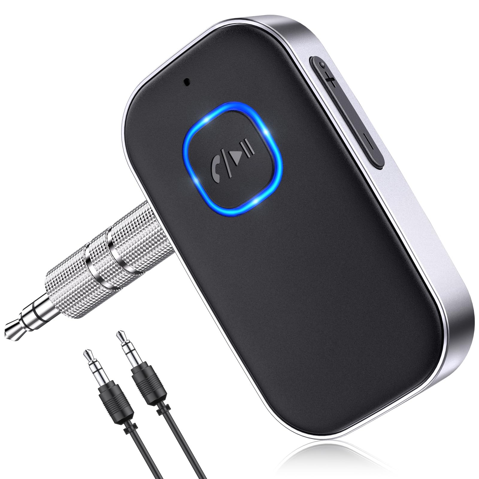 Bluetooth 5.0 Car Receiver with Noise Cancellation and 3.5mm AUX Adapter for Wireless Audio Streaming