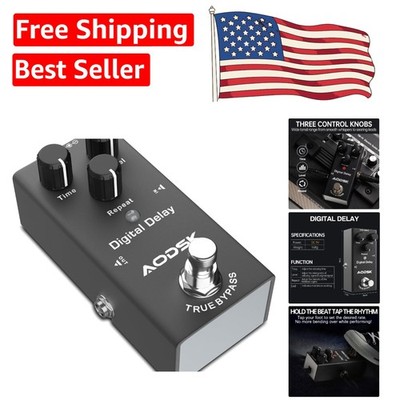 True Bypass Electric Guitar Effect Pedal - Digital Delay with Adjustable Range
