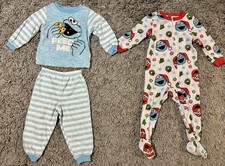 Sesame Street Fleece Winter Pajamas Size 3T Set Of 2