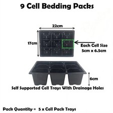 9 Cell Bedding Pack Plug Plant Half Size Seed Multi Trays With Holes Qty = 5
