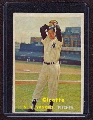 1957 Topps Baseball #398 Al Cicotte, New York Yankees, EX!