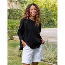 Frank Eileen Anna Capelet Sweatshirt Size L Black Triple Fleece Funnel Neck