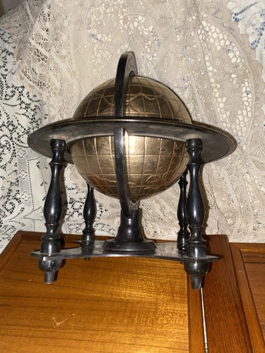Vintage schwerer kastilischer Import Messing Globus Weltkarte . Messing mit Gusseisensockel - Bild 2 von 17