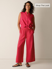 Eileen Fisher Organic Linen Wide-Leg Pant, Grenadine, Brand New