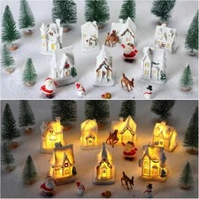 26 Pcs Christmas Village Sets Lighted Miniature Christmas Town Display Tiny Resi