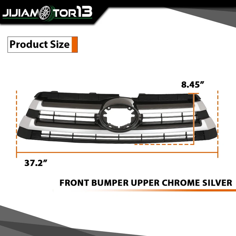 Parachoques delantero para Toyota Highlander 2017 2018 2019 parrilla superior cromo plateado NUEVO Foto 4 de 4