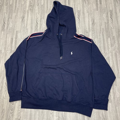 Polo Ralph Lauren Kapuzenpullover Herren XL blau Fleecepullover Pony #374