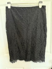 Lauren Ralph Lauren Black Floral Lace Pencil Skirt 6 Fairy Whimsical Goth