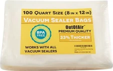 100 Vacuum Sealer Bags: Quart Size (8" x 12") for Foodsaver 33% Thicker, BPA ...