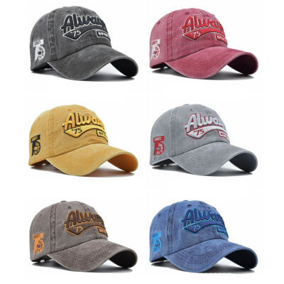 Herren Damen ALWAYS Baseball Cap Washed Snapback Baumwolle Sonnenkappe Papa Mütze