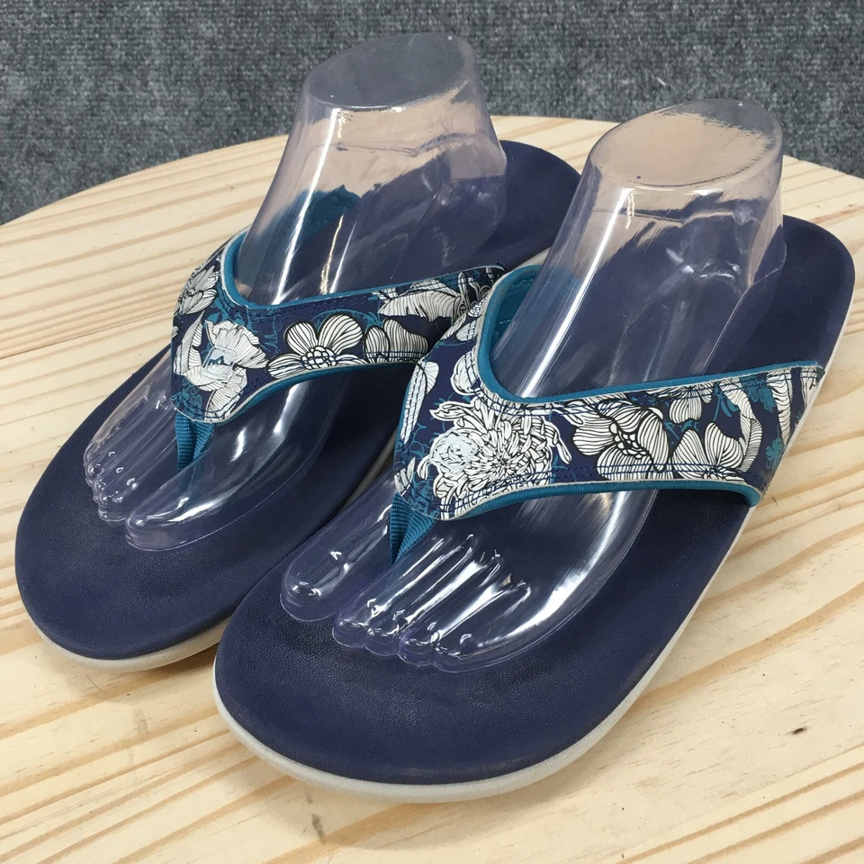 Sandalias Spenco para mujer 12 Yumi tropicales chanclas tanga planas sin cordones azules informales Foto 3 de 4