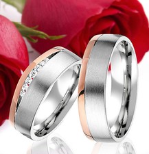 2 SILBER Partner Ringe Trauringe Eheringe Gravur Gratis ROSEGOLD Plattiert T326