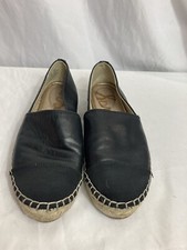 Sam Edelman Krissy Espadrille Cap Toe Flats Black Leather Size 6.5