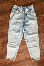 Vintage P.S. Gitano 1980s Acid wash Women's Blue Jeans pleated size 12 Short