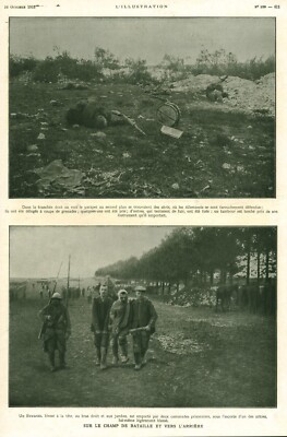 Altes Dokument auf dem Schlachtfeld und um 1915 aus Zeitschrift