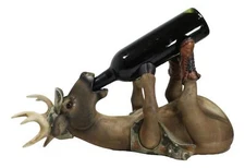 Rustic Western Camo Geared Hunter Buck Stag Deer Wine Holder Large 19"L Figurine