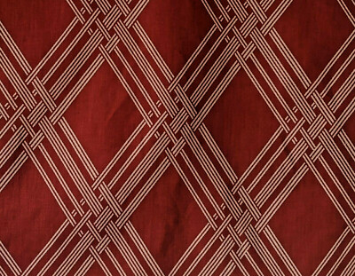 David and Dash Queen of Diamonds PAPRIKA RED Cotton Fabric SAMPLE vtg 26''x 27''