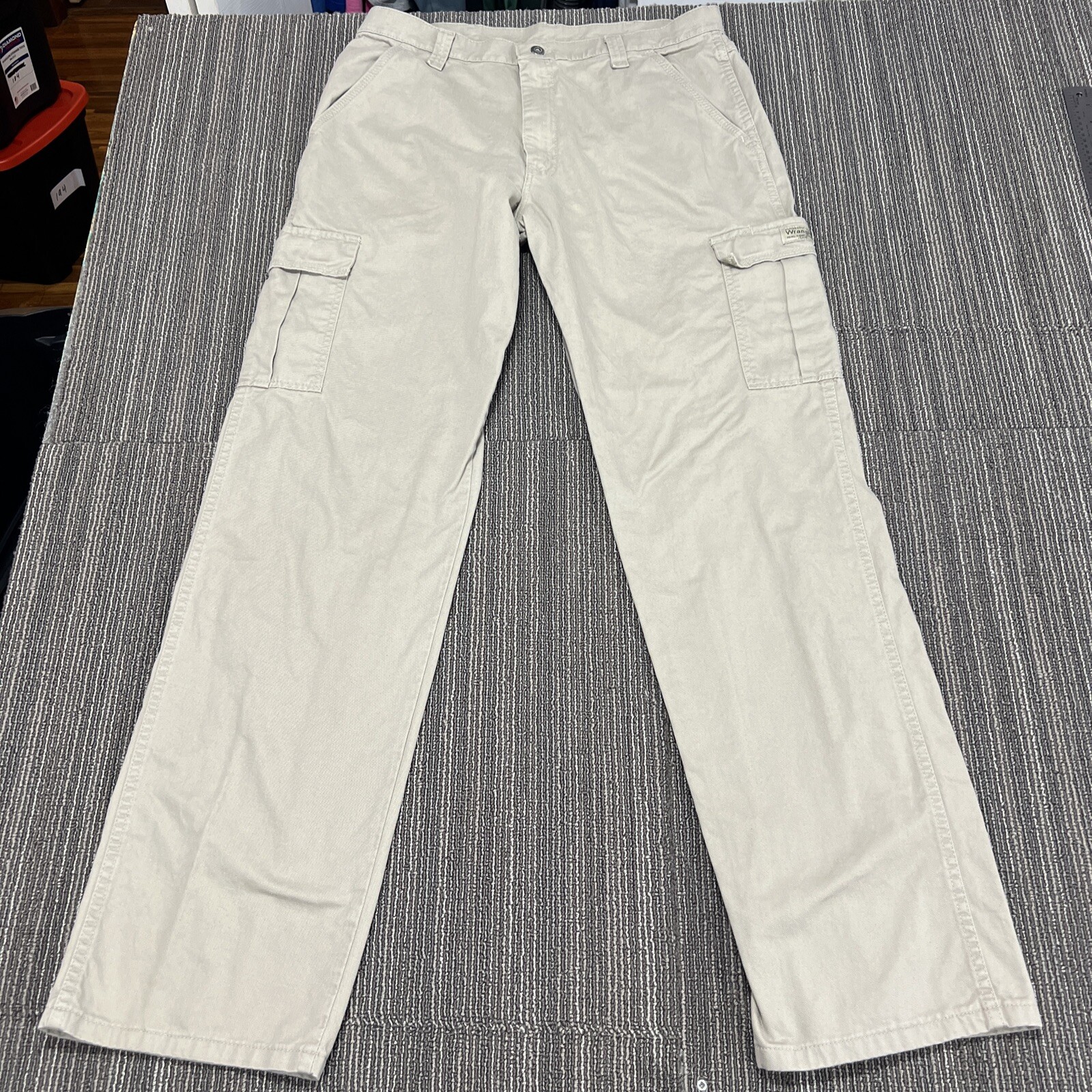 Wrangler Mens 34x34 Tan Khaki Cargo Work Casual Pants-image