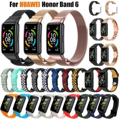 Für Huawei Band 6 / Honor Band 6 Watch Silikon Metall Edelstahl Ersatz Armband