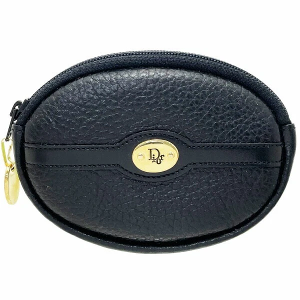 ■Authentique porte monnaie Christian Dior vintage cuir noir chrétien