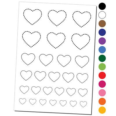 Heart Dashed Love Outline Temporary Tattoo Water Resistant Set Collection