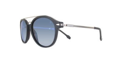 GIANFRANCO FERRE UNISEX ROUND SUNGLASSES BLUE POLARIZED LENS MATTE BLACK FRAME