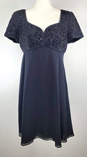 Vintage Liz Claiborne Night Dress - Size 10 - Black w/ Beaded  Sequin Details