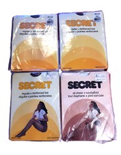 NIP 4 Packs of NOS Vintage Secret Pantyhose 1970s One Size 100 Nylon 100-150lbs