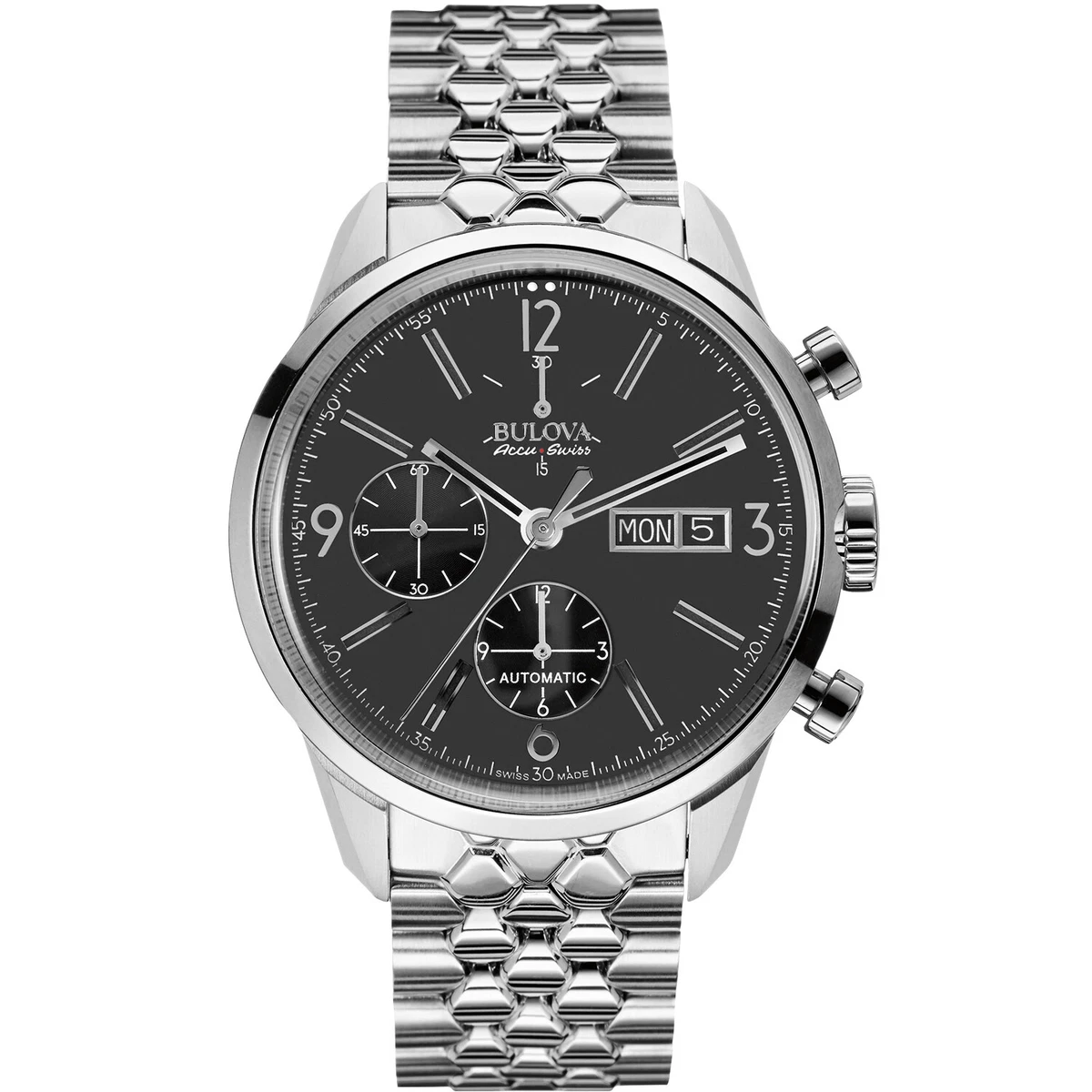Bulova Accu Swiss Men s Automatic Chronograph Calendar Watch 41mm 63C119