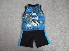 Batman Outfit Toddler Boys 24M Black Tank Shorts Set Dark Knight Baby Kid 2T