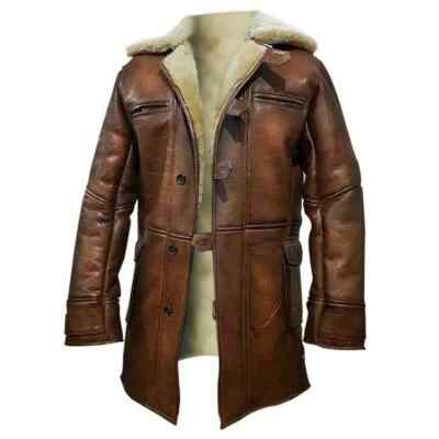 Tom Hardy Bane Coat Shearling Men's Batman Dark Knight Rises Leather Wear Jacket