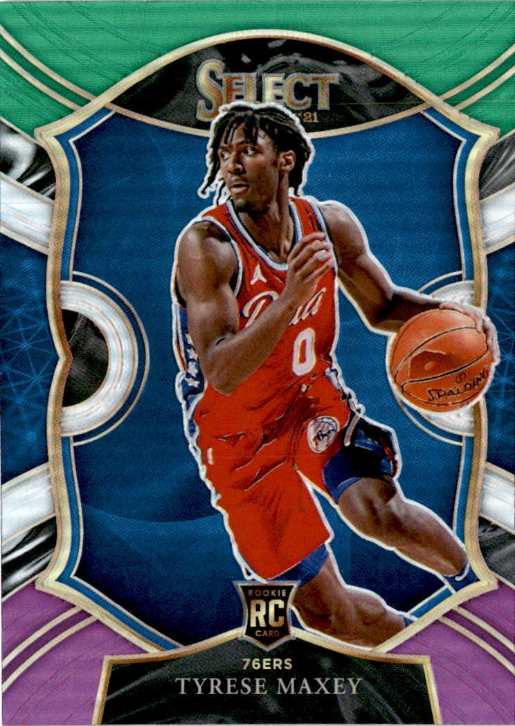 2020-21 Panini Select #81 Tyrese Maxey Green White Purple Philadelphia 76ers