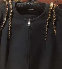 $3000 DOLCE & GABBANA 100% AUTHENTIC RARE RUNWAY JACKET BRONZE LEATHER RUFFLED