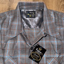 Vtg 50s 60s Penneys Shirt Mens Loop Collar Wool Made in Japan MCM Large 34 NOS