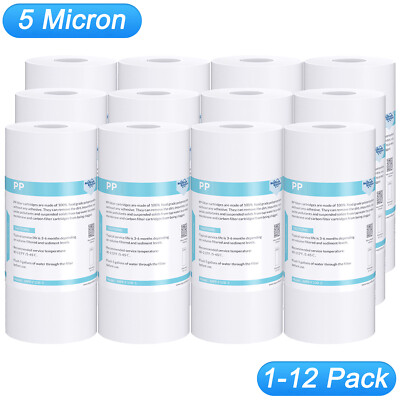 12Pack 5 Micron 10''x4.5'' Big Blue Sediment  Whole House Water Filter Replacement