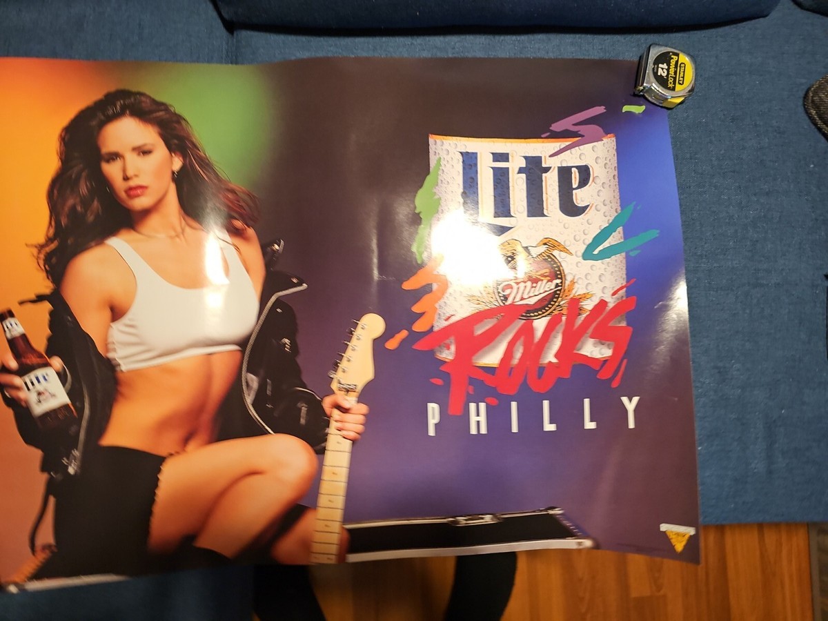 Vintage Miller Lite Beer Poster. Lite Rocks Philly With