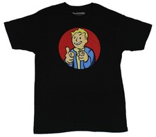 Fallout Adult New T-Shirt - Red Circle Thumbs Up Winking Vault Pip Boy Pic