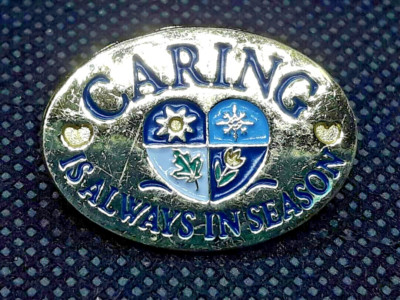 Vintage Caring Is Always In Season Lapel Pin Goldtone