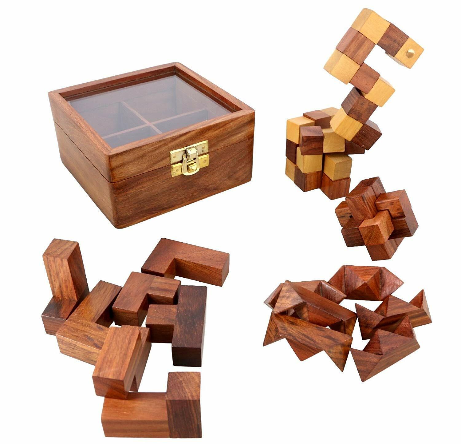 Wooden Puzzle Game 4-in-One 3D Puzzles Set for Teens and Adults US | eBay