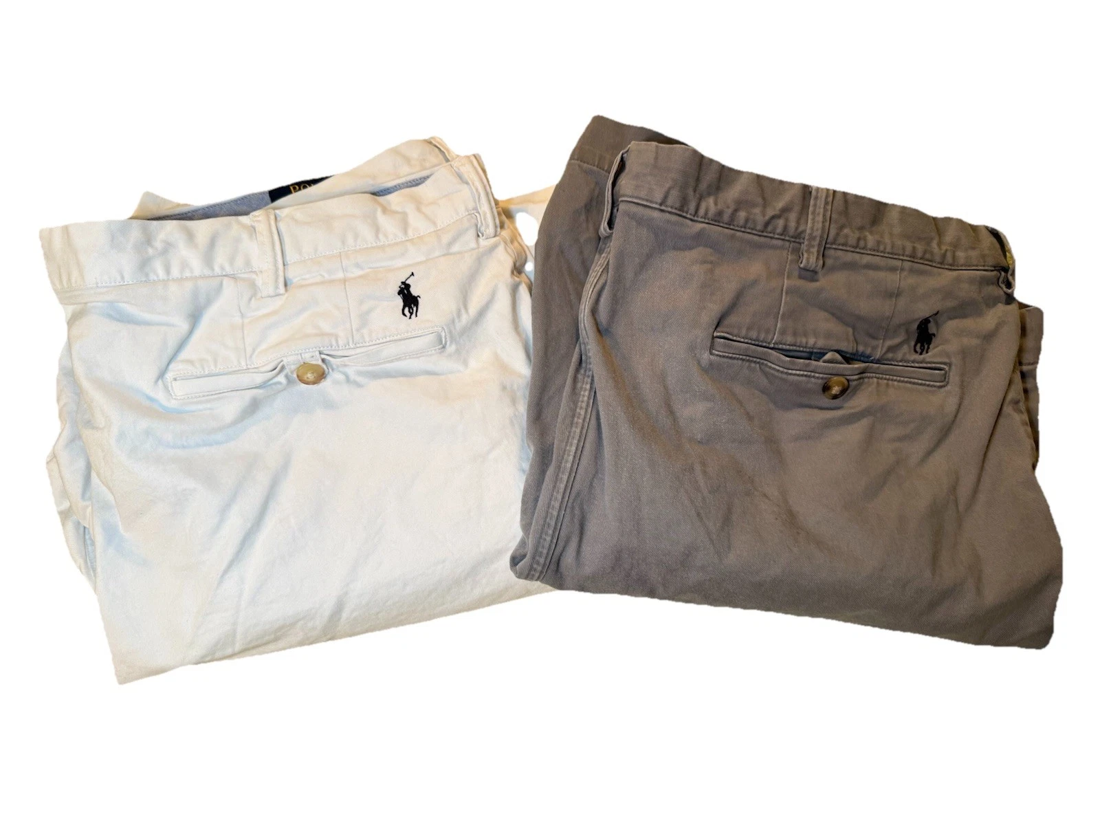 2 pair of Polo Ralph Lauren Classic Fit Chino Shorts size 40, white & grey