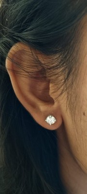 1.00Ct Round Cut Natural Diamond Women's Stud Screw Back Earrings 14k White Gold