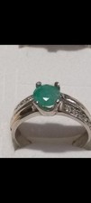 Emerald Silver Ring Size 8-1/2 Colombian Emerald Ring 925 Sterling Silver