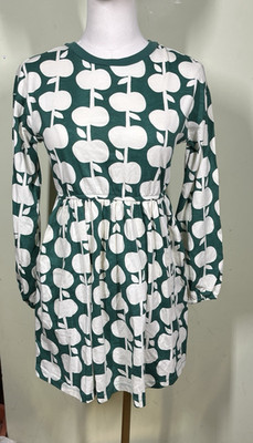 Hanna Andersson Girls Sz 140 cm US 10 Green Apple Print Twirl Dress Cottagecore