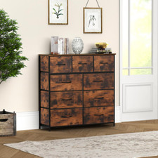 Rustic Farmhouse 9 Drawer Bedroom Dresser MDF Storage Chest Cabinet
