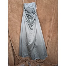 David's Bridal Peridot Gr Strapless Satin Formal Gown Bridesmaid Dress Size 12