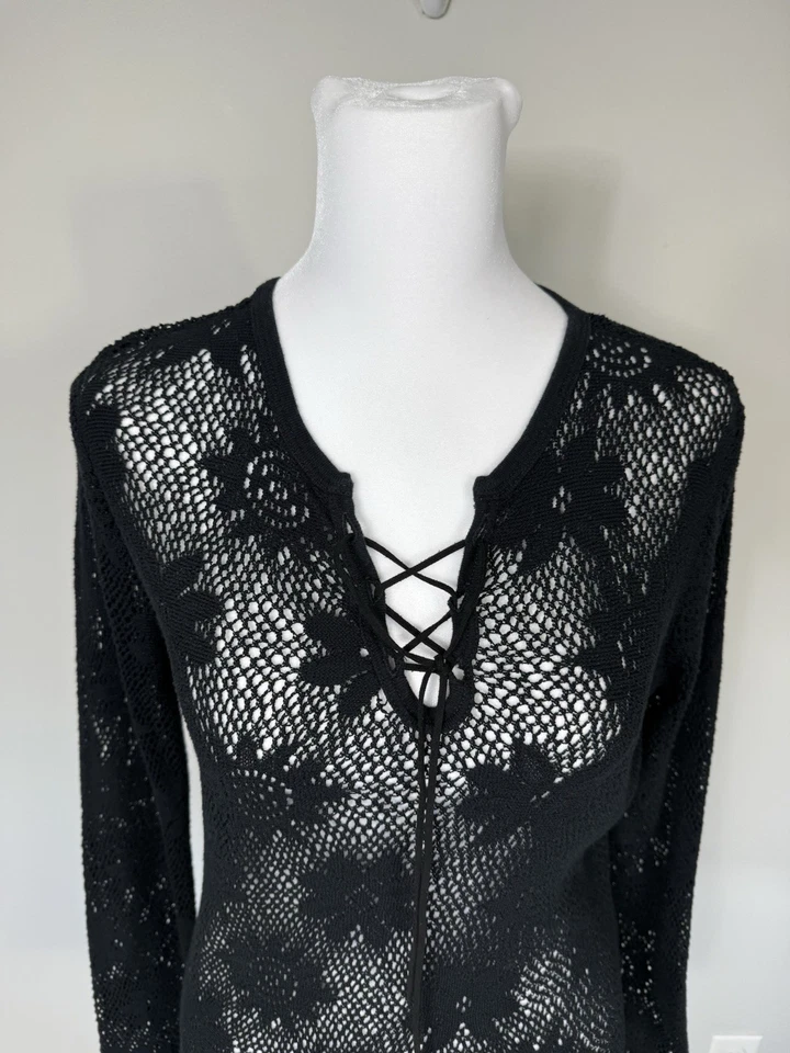 Suéter Vintage Xhilaration Tejido Abierto Hada Grunge Gótico Rocker Festival Boho M Foto 2 de 4