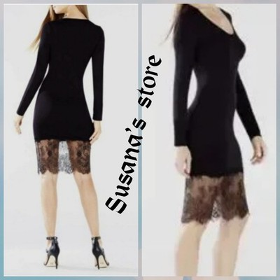 NWT BCBG MAXAZRIA SIZE XS LIVI LACE HEM LONG SLEEVE BODYCON DRESS | eBay