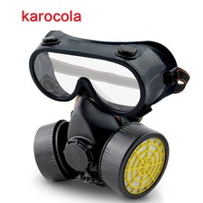 Emergency Survival Safety Respiratory Half Gas Mask Chemical Goggles Dual Filter