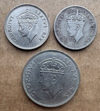 3 PIECE LOT EAST AFRICA COINS 1948 & 1949 50 CENTS KM# 30 & 1950 SHILLING KM# 31