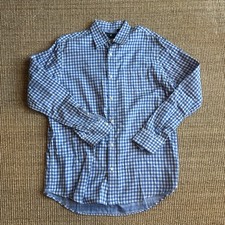 Hart Schaffner Marx Men's Blue Gingham Check Button Down Shirt L 100 Cotton